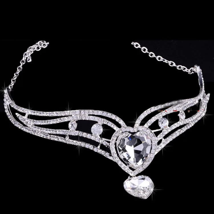 

HIMSTORY Heart Drop Shinny Rhinestone Crystal Bridal Frontlet Hair Accessories Wedding Jewelry Wedding Accessories