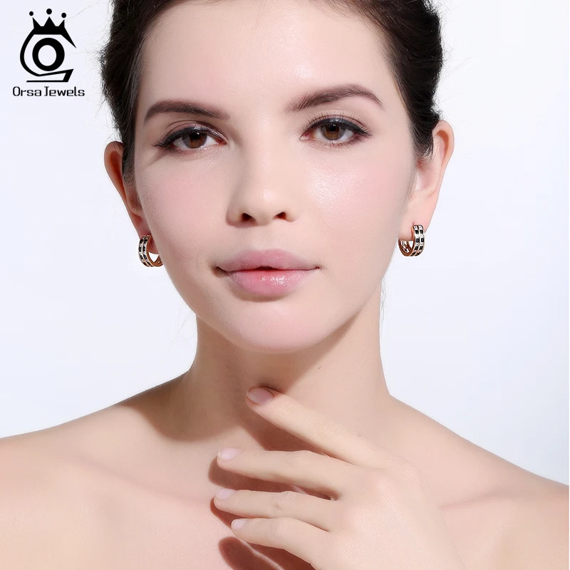 ORSA JEWELS роскошные серьги с кубическим цирконом, серьги небольшие круглые, 18 блестящих камней AAA австрийский CZ для женщин, модный подарок OME21
