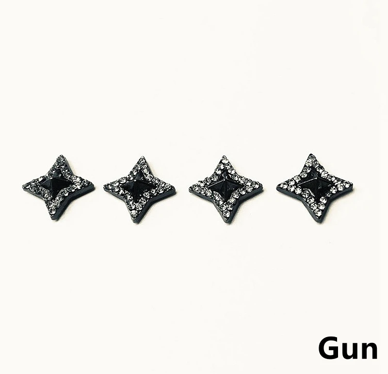 Gun Metal Четыре угла в форме звезды, со стразами инкрустированная Кепка с заклепками шпилька для сумки, шляпы, обуви, одежды, кожаных чокер украшения для самодельного изготовления аксессуар - Цвет: Gun Metal