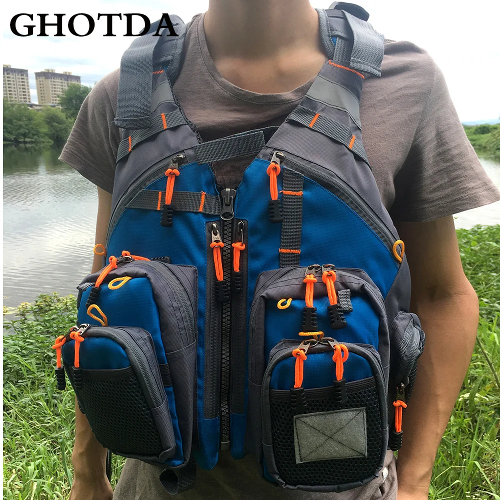 Жилет для рыбалки GHOTDA спасательные куртки с несколькими карманами охоты и рыбы |