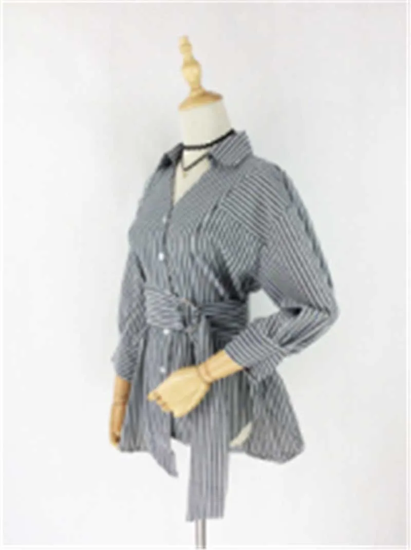 Женские летние рубашки блузки с длинным рукавом в полоску Топы 2017 Повседневная