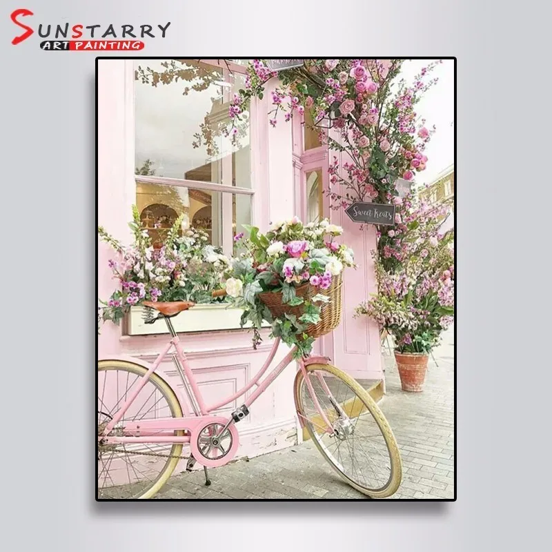 A1628 Sunstarry Полный Круглый 5D DIY алмазная живопись цветы и велосипеды вышивка крестиком Стразы мозаичная декоративная картина подарок - Цвет: A1628