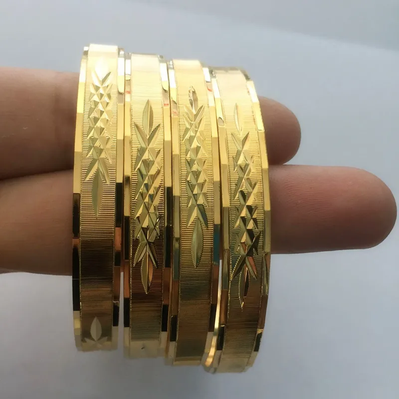 4 шт. 24kgold браслет для Для женщин золото Дубай Свадебные Эфиопский браслет Африка Арабский Браслет ювелирные изделия из золота браслет