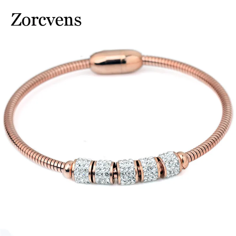 ZORCVENS 2020 новый модный хрустальный магнитный браслет для женщин из нержавеющей