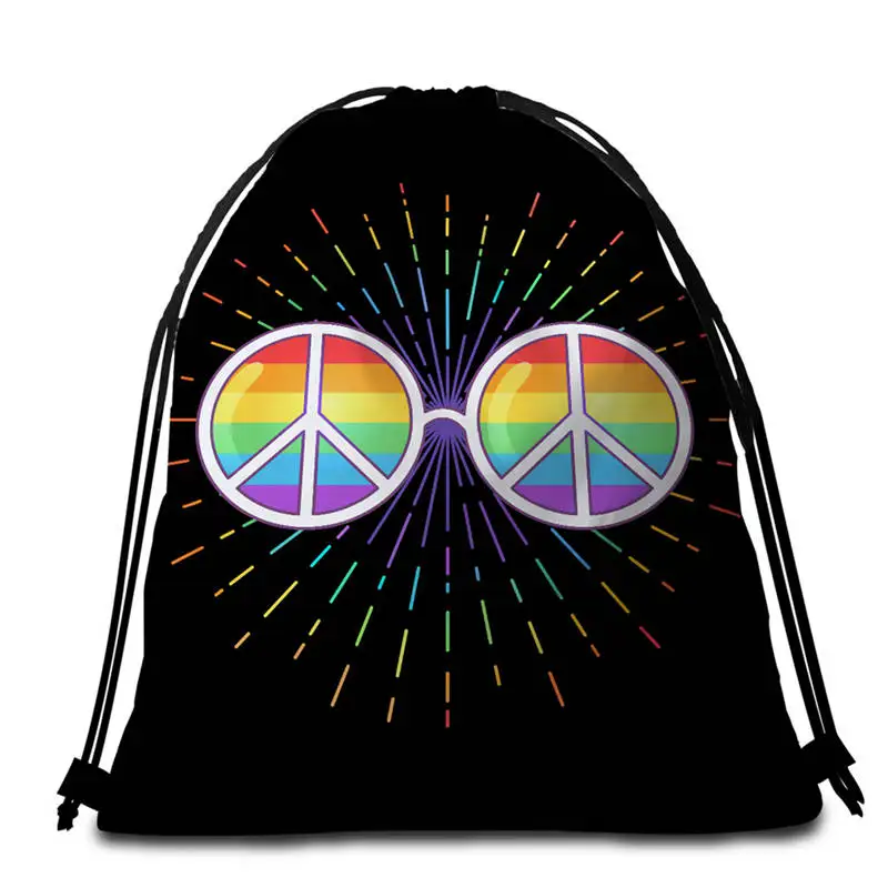 004 DoubleSide Bag Постельное белье Outlet Мандала Круглый пляжное полотенце женщина Toalla кисточкой одеяло Хиппи Винтаж автомобиль печатных микрофибра банное полотенце гобелен - Цвет: 004 DoubleSide Bag