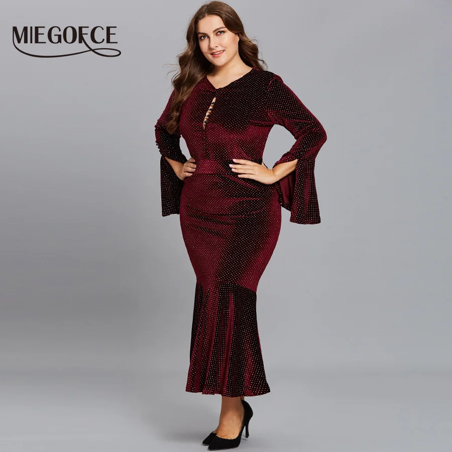 Новая Коллекция от Miegofce 2018 Бархатное Платье Женское Вечернее С О образным