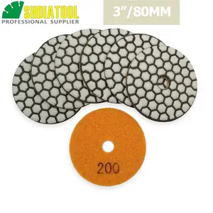 DIATOOL 7pcs 3inch #200 Diamond Dry Polishing Pads Resin Bond Flexible Sanding Disks For Granite Marble Ceramic