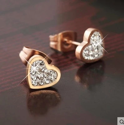 Серьги YUN RUO с блестящим кристаллом в виде сердца модные женские украшения из