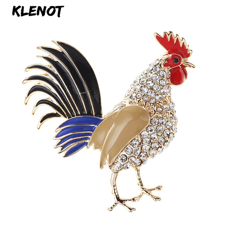 Новинка эмалированная брошь петуха булавки в виде животных стразы заколки