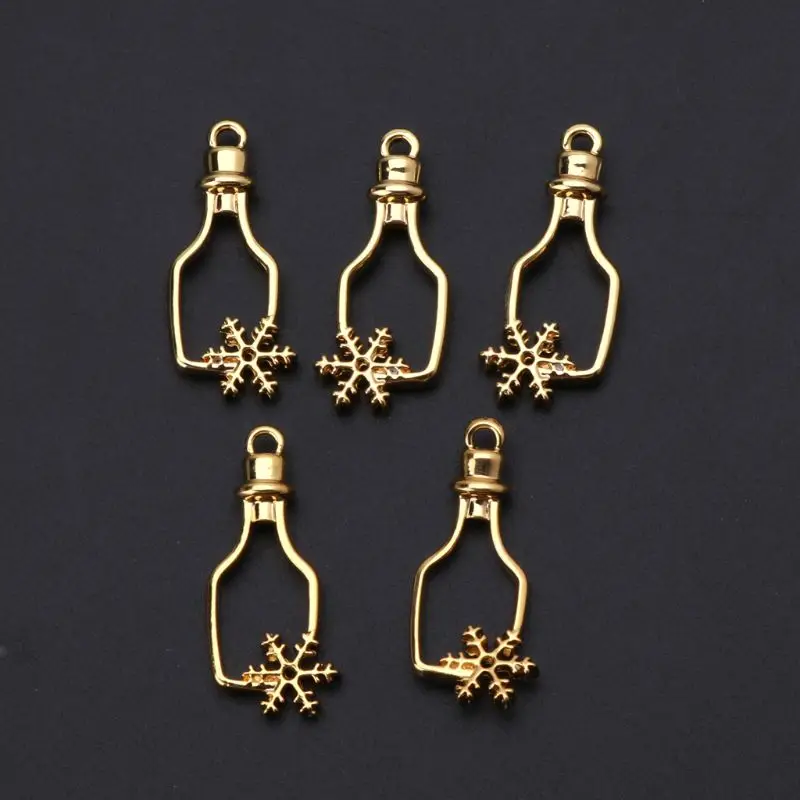 5Pcs Snowflake Bottle Pendant Metal Frame Blank Setting For UV Resin Jewelry DIY | Украшения и аксессуары