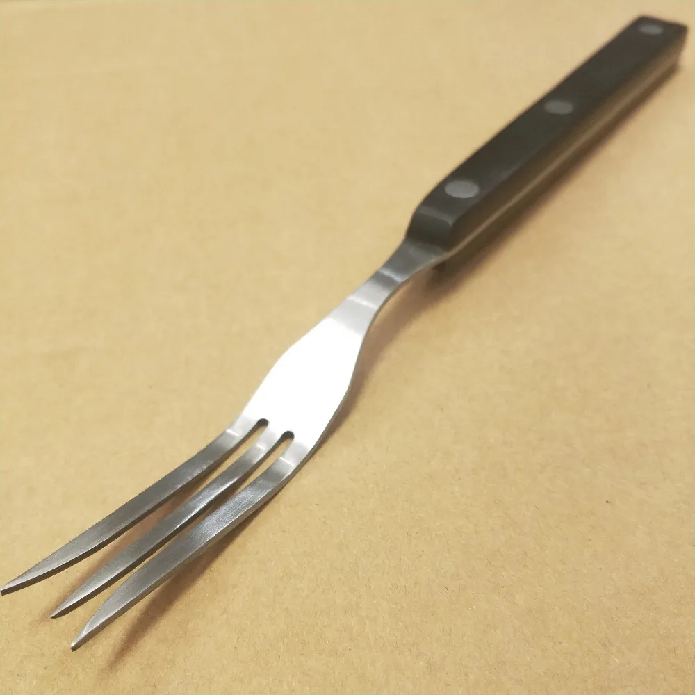 MIU Франция острые 10 дюймовые вилка из нержавеющей стали 3 зубца деревянная ручка