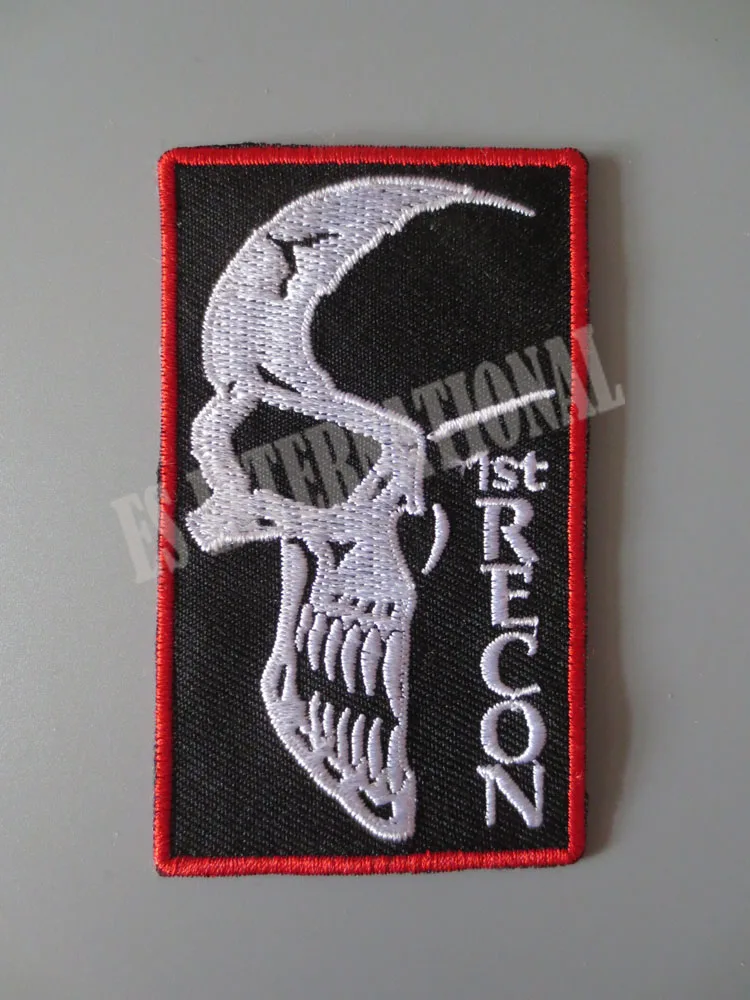 Череп 1SR RECON вышивка нашивки для куртки сзади жилет мотоциклетный клуб Байкер 4 8