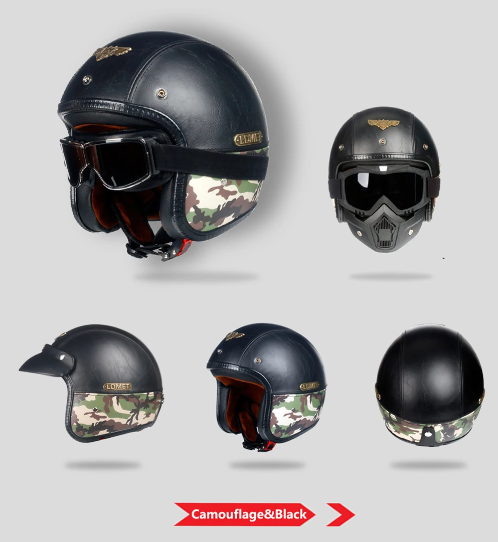 Открытый шлем Кафе racer Кожа PU moto rcycle Ретро 3/4 открытый шлем kask jet casco de moto pilot