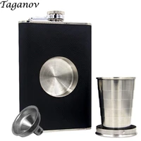 alcohol flagon shot flask stainless steel 8 oz hip flask built in collapsible 2 oz glass funnel whiskey wine pot barware drink