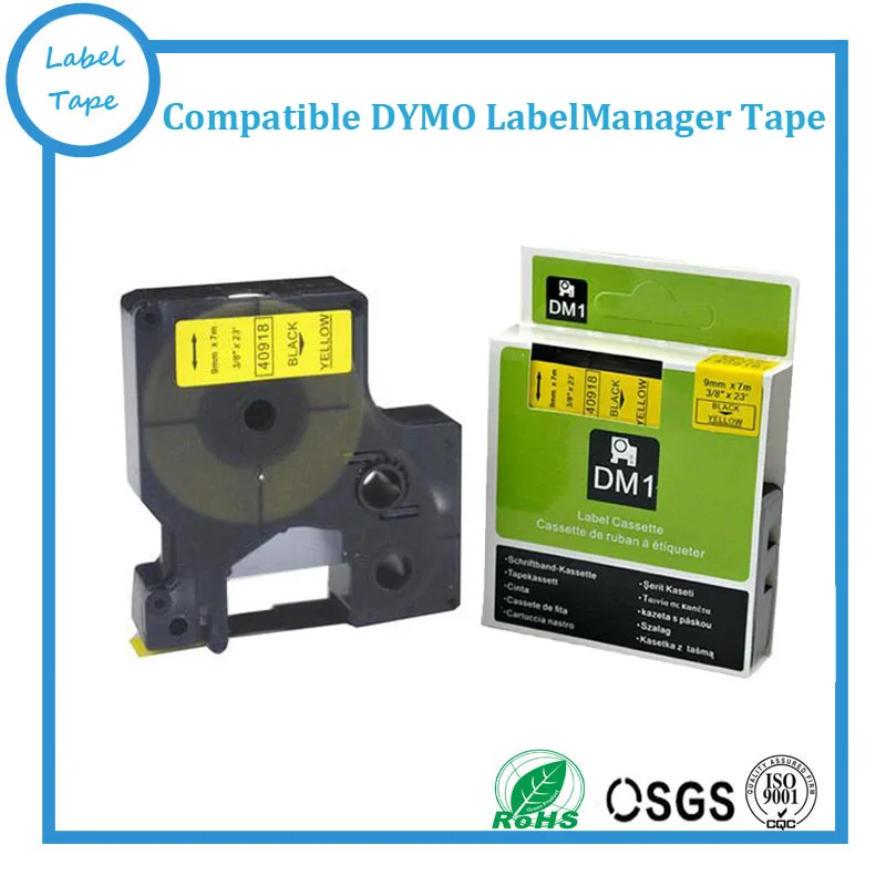 

3PCS/lot dymo d1 40918 Black on Yellow Adhesive Compatible Dymo Yellow D1 9mm Label Tape Marker 40918