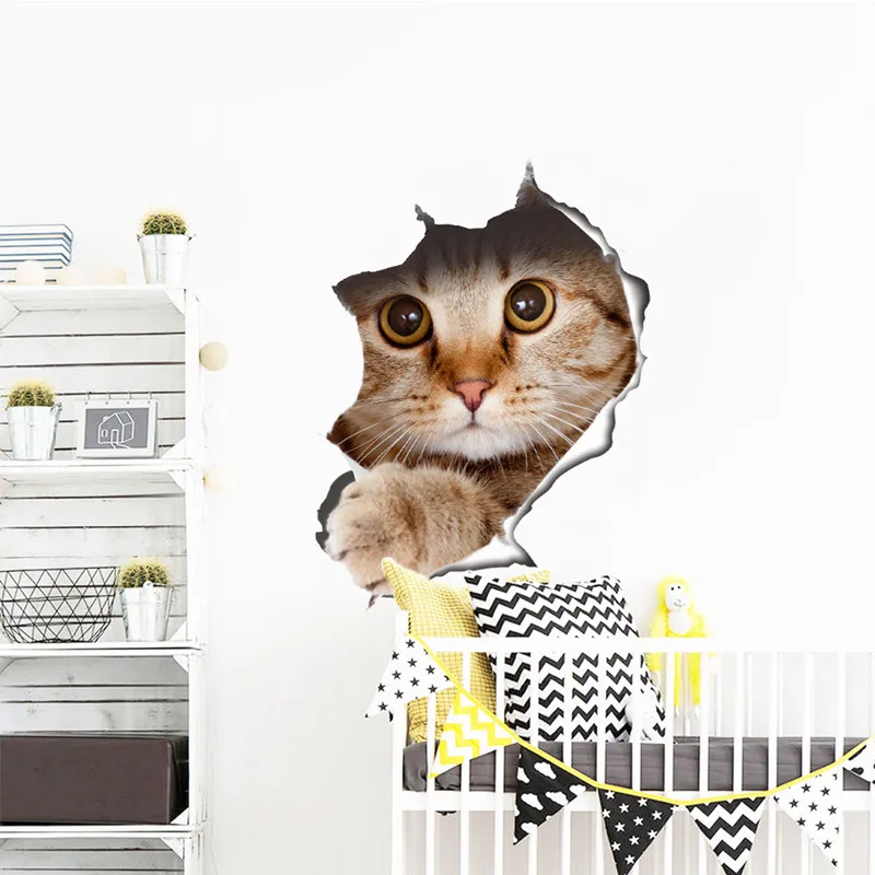 Виниловая Водонепроницаемая наклейка для кошек и собак 3D Наклейка на стену с