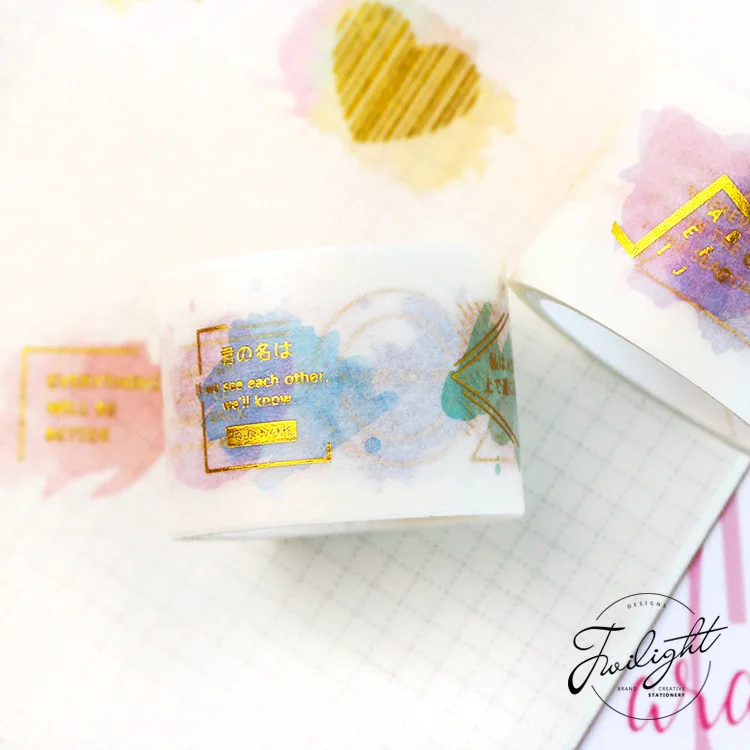 Блестящая Бумага васи лента акварель маскировки японский DIY Скрапбукинг Стикеры