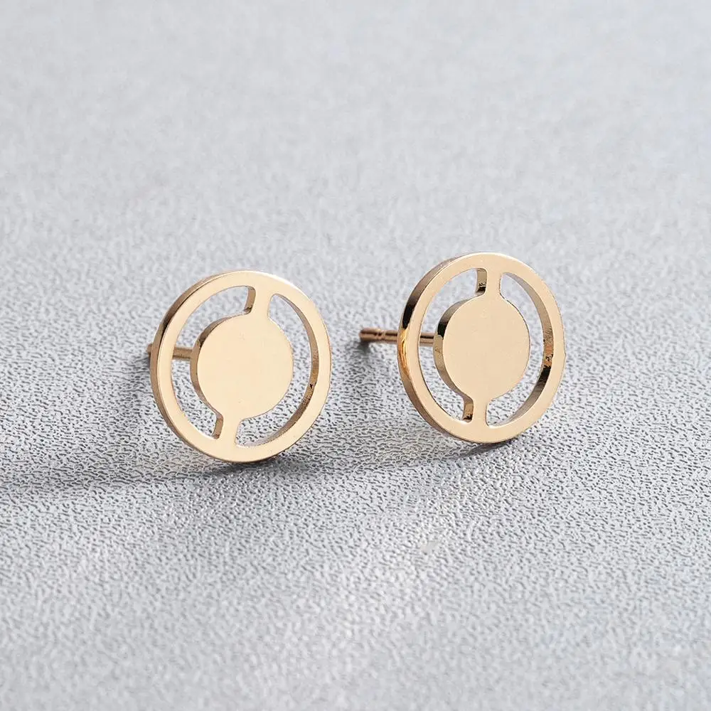 CHENGXUN Simple Wheel Stud Earrings Geometric Jewelry for Women Girls Minimalism Charm Fashion Birthday Friend | Украшения и