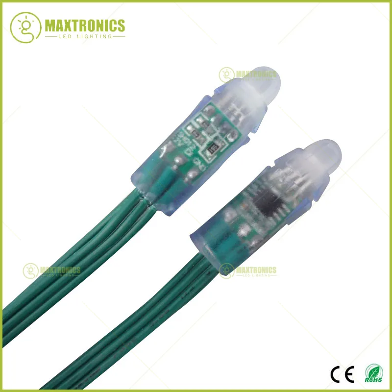500 шт. нитей 12 мм WS2811 2811 IC светодиодный Пиксели модульная гирлянда светильник зеленый провод кабель IP68 5V Праздники/рождественскую тематику, раздел-/фестиваль
