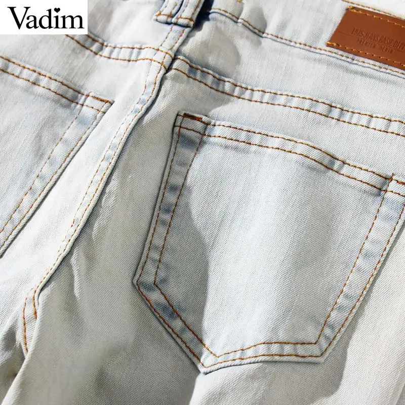 Vadim Женские винтажные джинсы с блестками карманами и бахромой женские