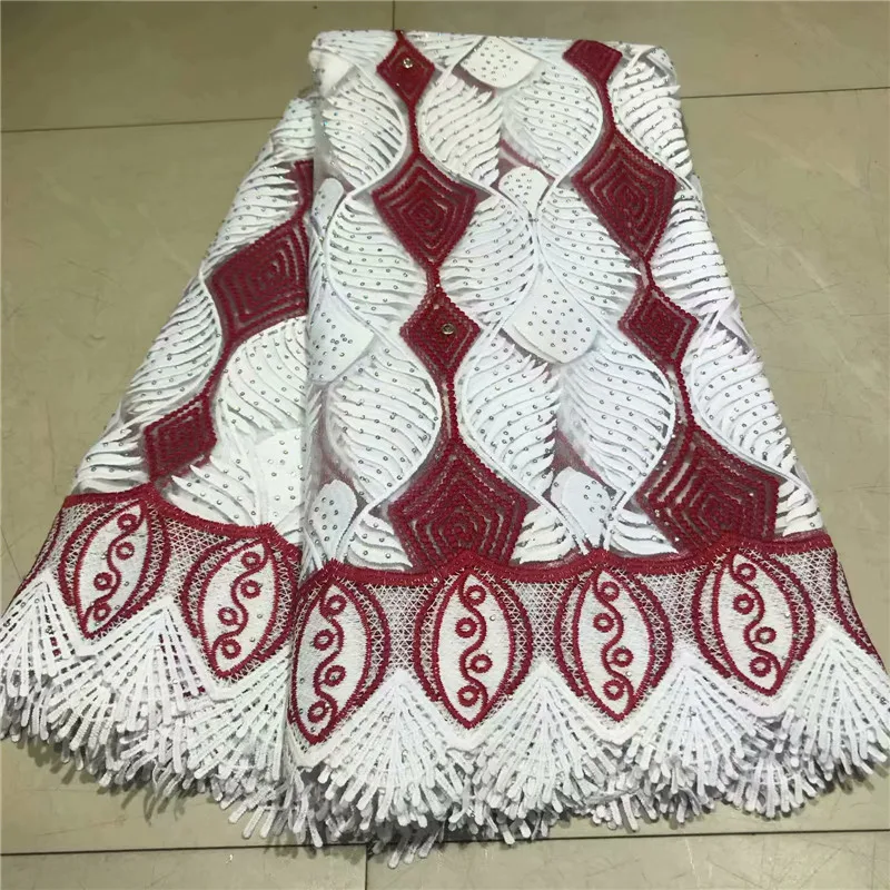 

2019 High Quality Nigeria Wedding African Lace Fabric With Stones Embroidery African French Tulle Lace Fabric