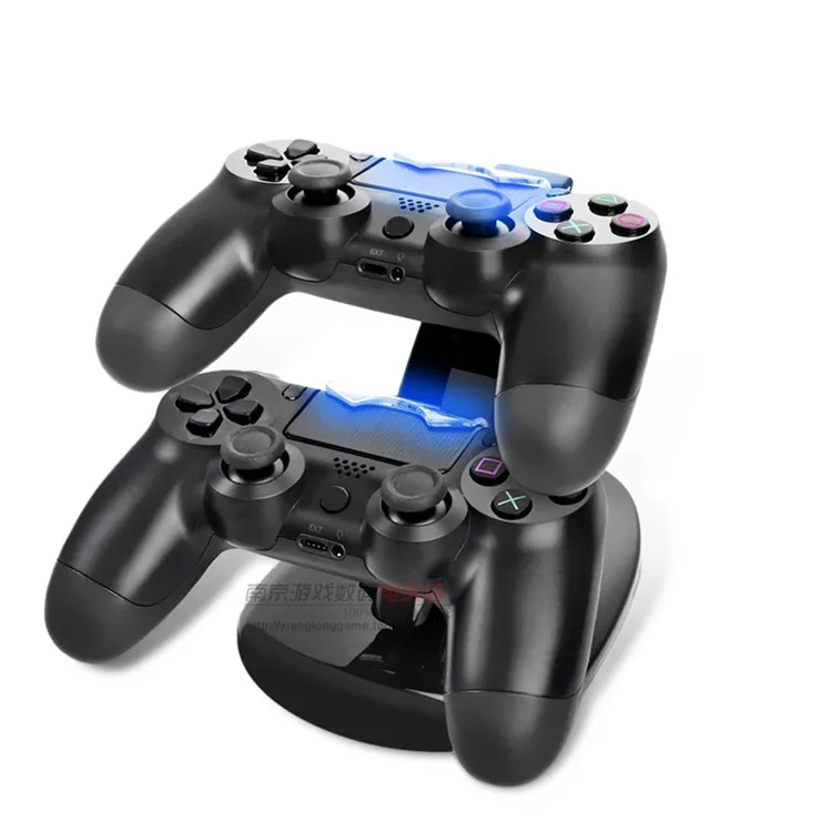 2016 newest dual charging dock for ps4 slim controllers black charg stand usb for ps4 joystick with usb cable free global shipping