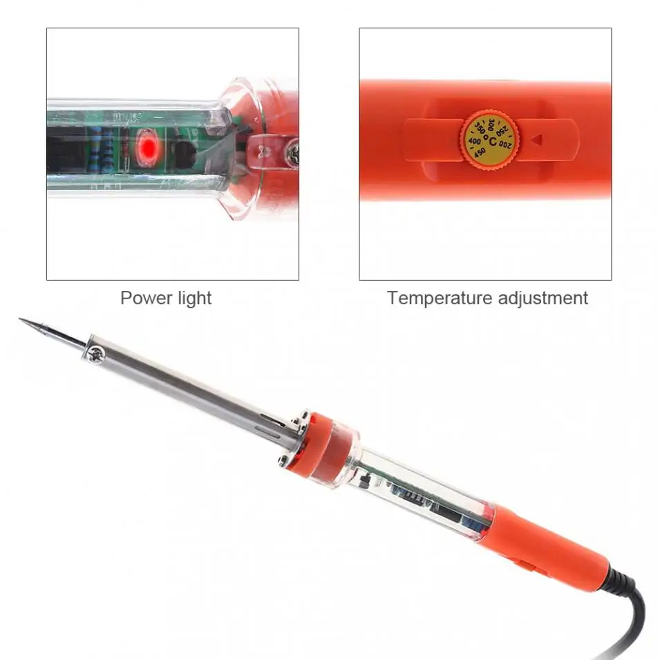 220V 60W External Heat Electric Soldering Iron Adjustable Temperature Welding Solder Station Support 0.5-1.2mm Wire EU Plug | Инструменты