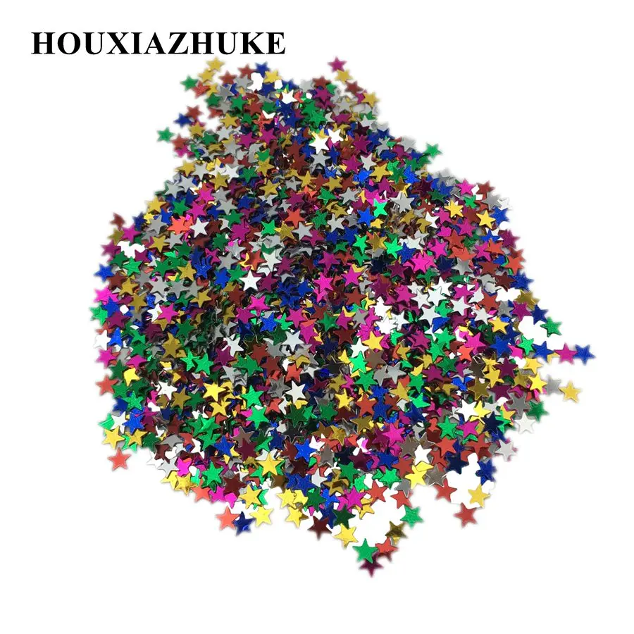 4 mm silver base mixed colors star spangle paillettes for shoes decoration 100 grams per lot | Дом и сад