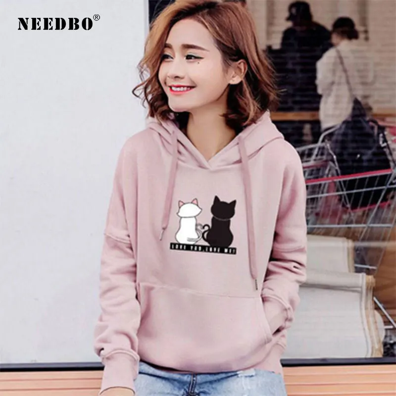 

NEEDBO Hoodies and Sweatshirts Women Female Autumn Winter Hoodies Casual Long Sleeve Print Oversize Pullovers Hoodie Sweatshirts