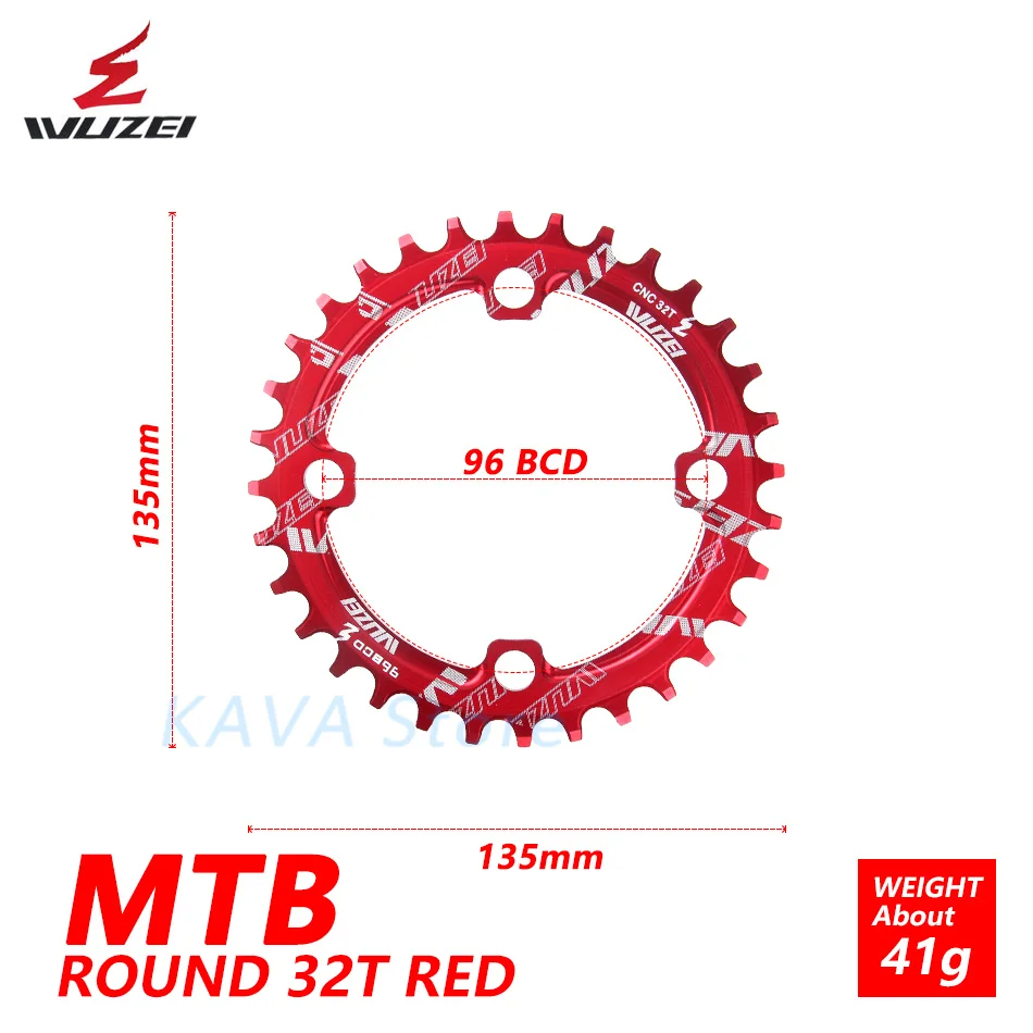 Round Red 32T Wuzei 96BCD Круглый/Овальный 32/34/36/38T MTB горный велосипед велосипедная Звездочка для shimano ALIVIO M672 M782 M4000 M4050 GX рукоятки - Цвет: Round Red 32T