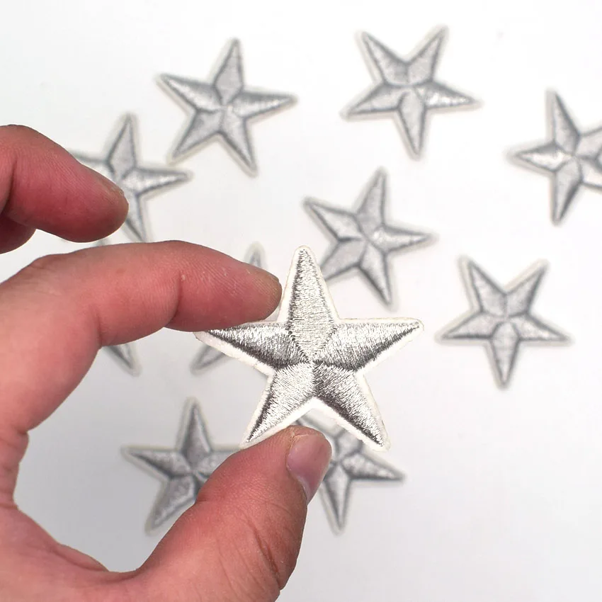 Наклейки с серебряной звездочкой для одежды 10 шт. наклейки изготовления