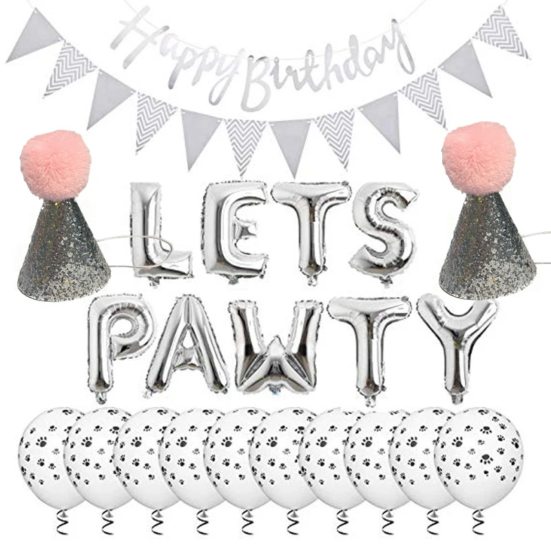 Аксессуары для вечеринки в честь Дня Рождения собаки Серебряный фотографический