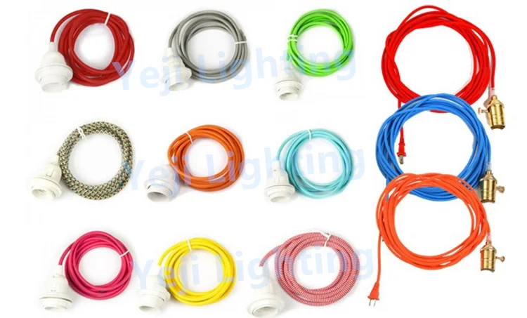 Покрытый тканью круглый Электрический шнур винтажная тканевая оплетка лампа