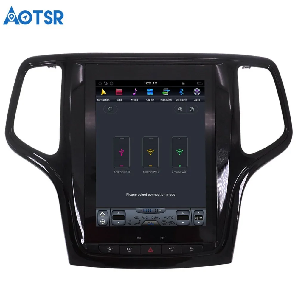 Автомобильный GPS-навигатор Aotsr в стиле Tesla на Android для JEEP Grand Cherokee 2014-2018 золотистый и