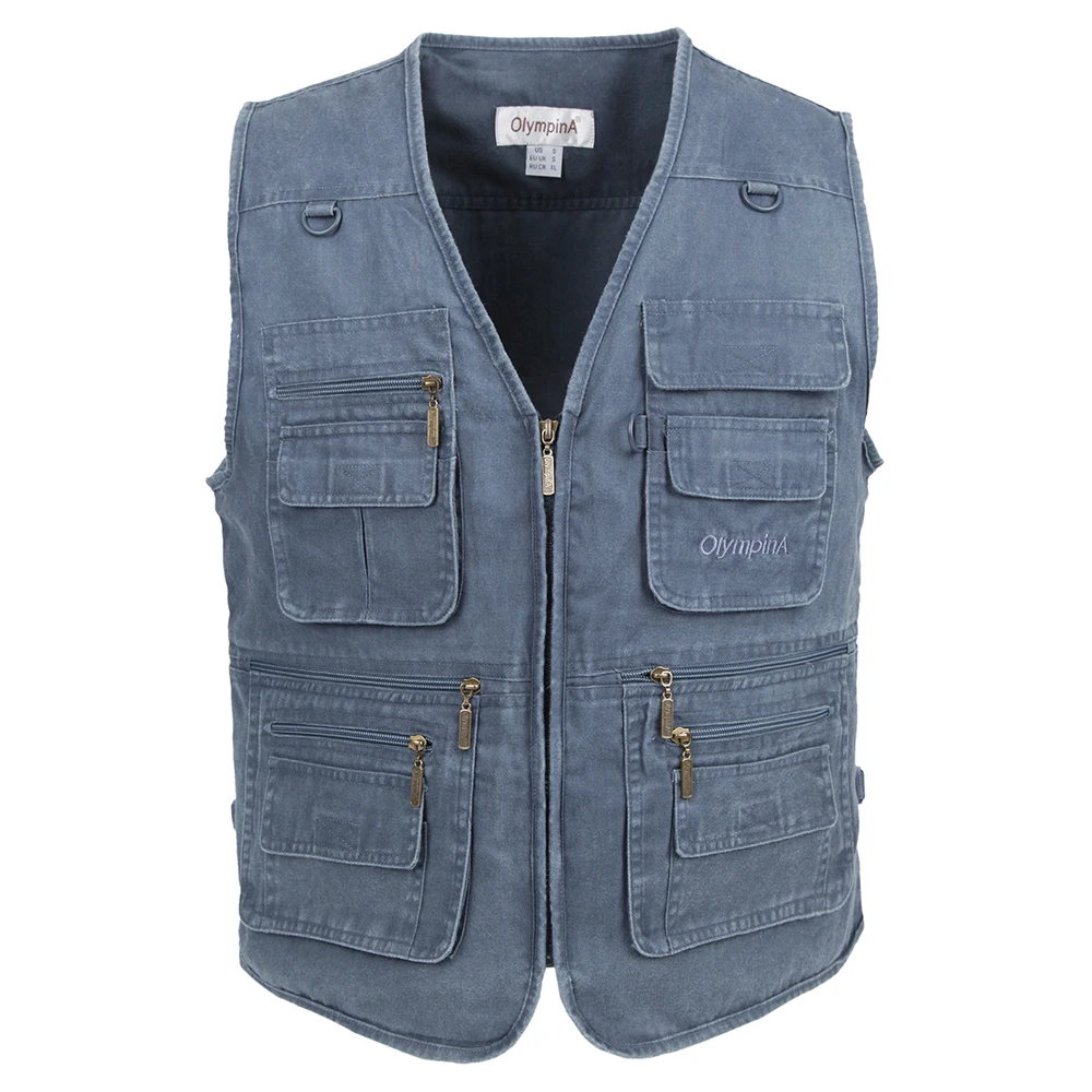 Мужской жилет для рыбалки с множеством карманов мужская куртка без рукавов синий