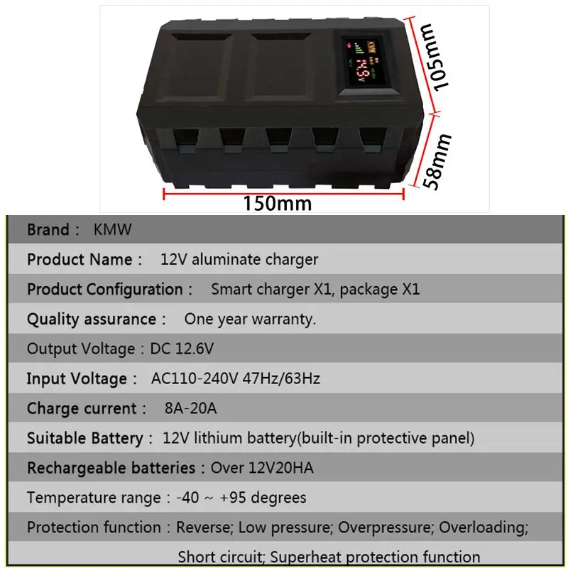 США Plug 12V интеллектуальное зарядное устройство светодиодный цифровой дисплей