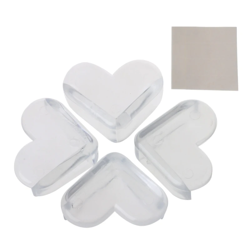 Protector de seguridad para ni&ntilde;os en forma de coraz&oacute;n, protecci&oacute;n para bordes de esquina, mesa de escritorio, cuidado de seguridad para beb&eacute;s, 4 Uds.-4