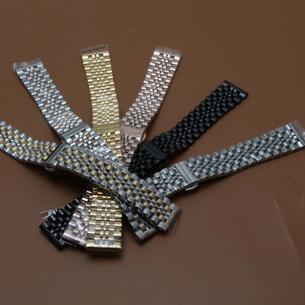 

18mm 19mm 20mm 21mm 22mm Solid links Classic Stainless Steel Watch Band Strap Watchband polished and matte curved end replace