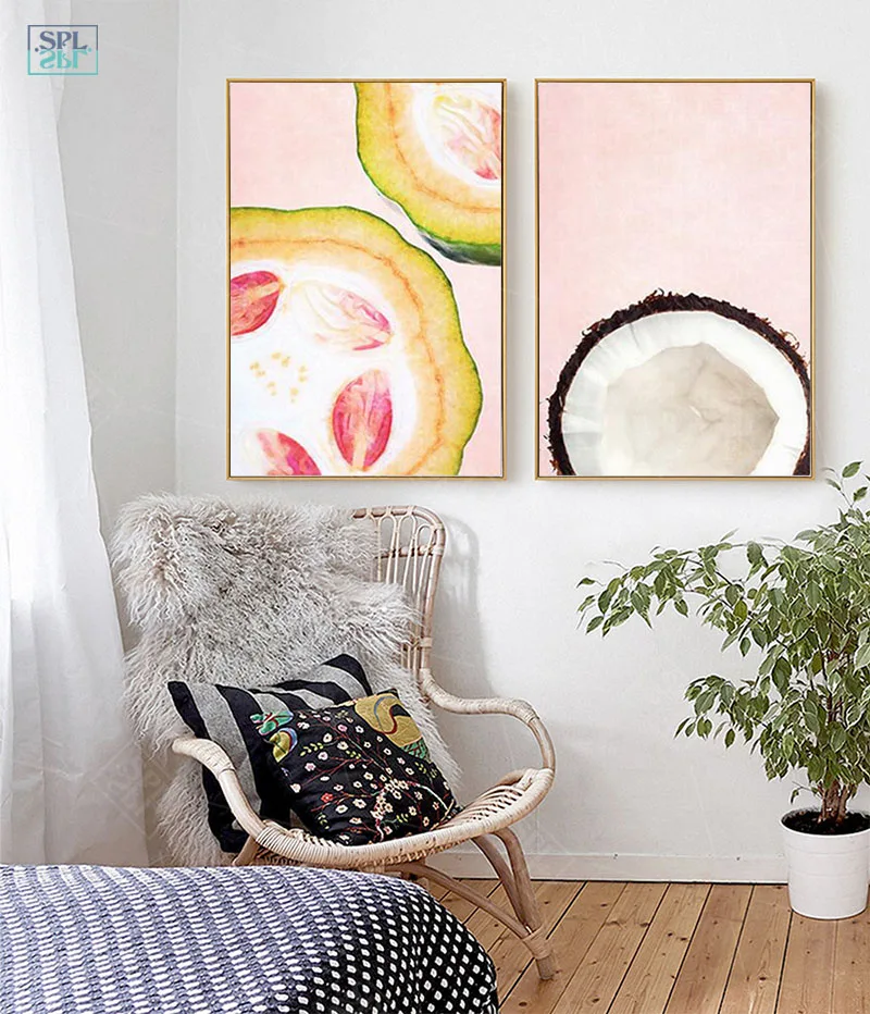 SPLSPL Modern Minimalist Nordic Style Fruit and Vegetable Canvas Art Print Painting Picture Home Decor Wall No Frame | Дом и сад