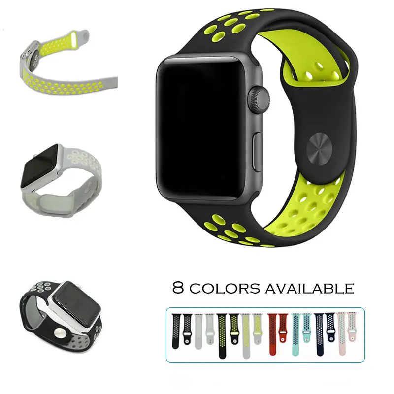 URVOI полосы для NIKE + apple watch серии 1 2 с свет Гибкая Дышащий силиконовый ремешок Nike