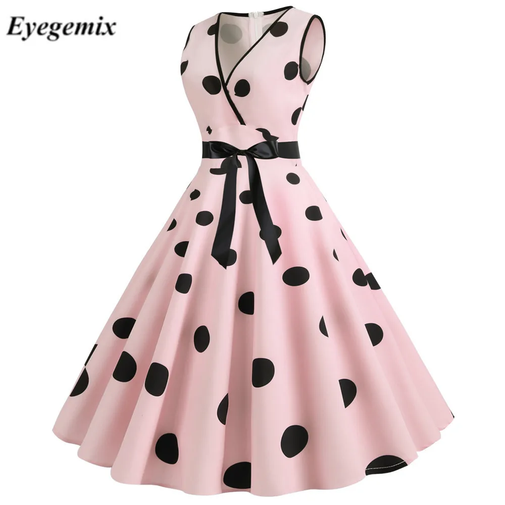 Женские 2021 Летний комбинезон в горошек винтажное сексуальное платье с глубоким v