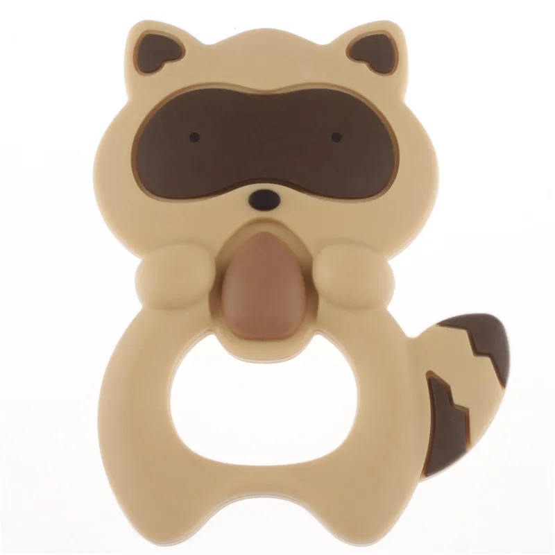 Colgante de silicona de ardilla para dentici&oacute;n de beb&eacute;, accesorios para collar, mordedor de mapache, mordedores sin BPA, juguete para dientes infantiles, 4 Uds.-4