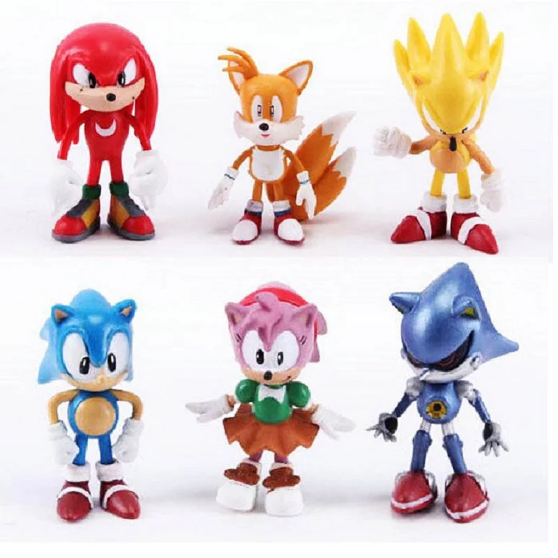 6 шт./компл. Sonic зубная щётка пластиковая фигурка героя модель игрушки из