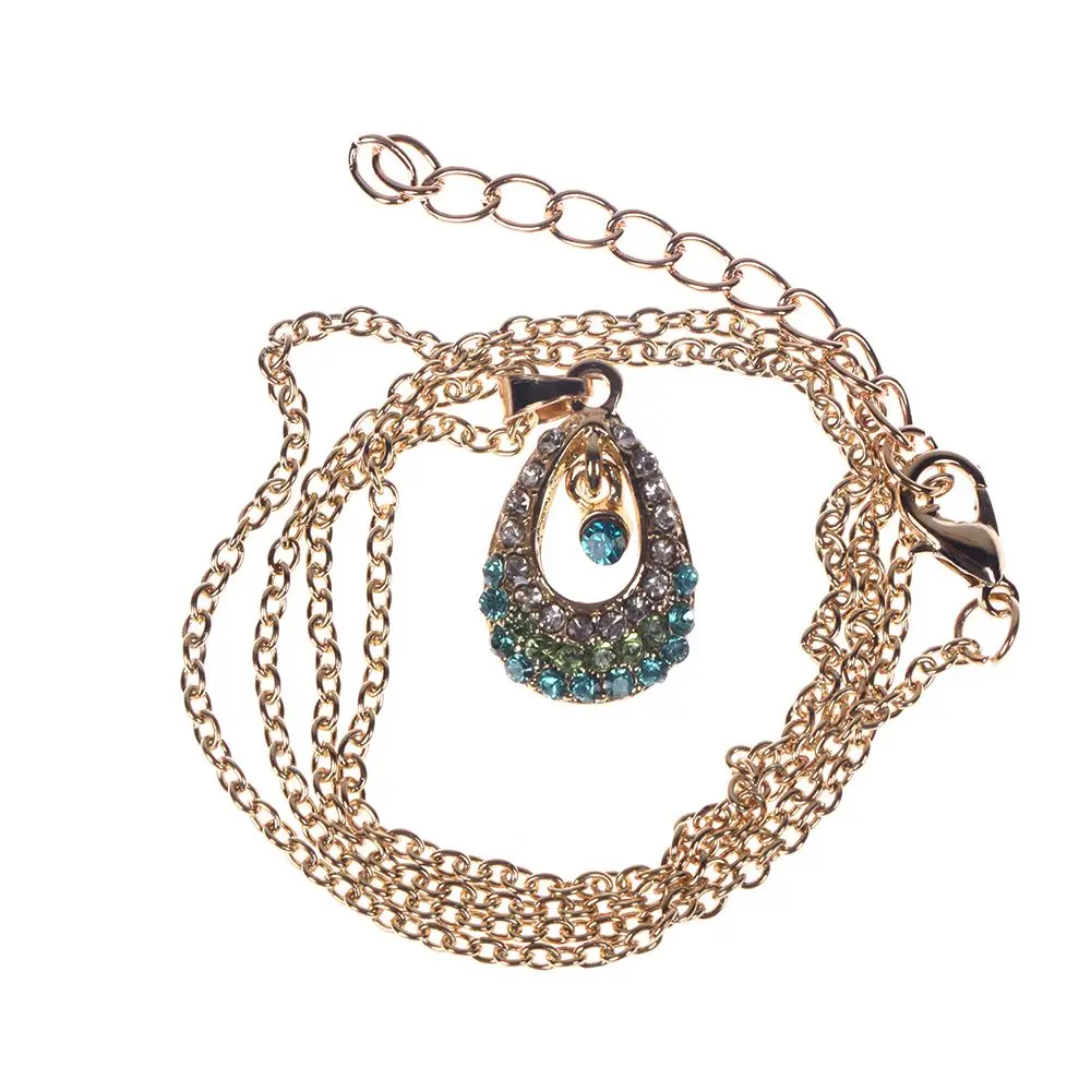 Ожерелье золотого Ангела со стразами в форме капли Красочные Стразы ожерелье