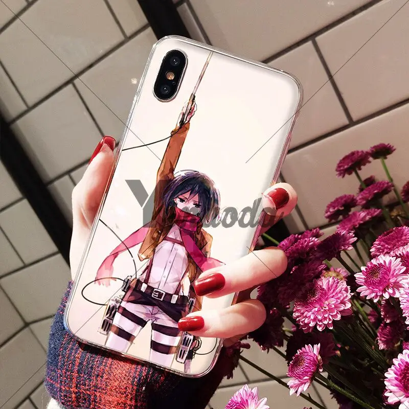 Yinuoda атака на Титанов Mikasa прозрачный мягкий чехол для телефона iPhone X XS MAX 6 6S 7 7plus 8