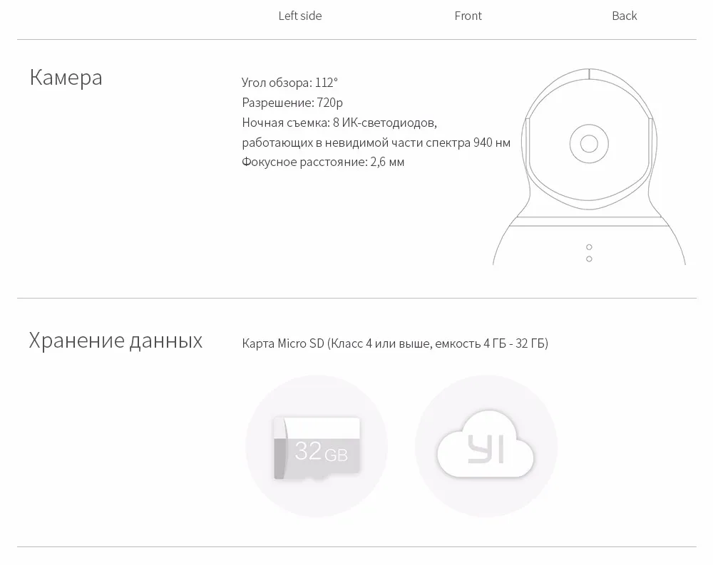 Купольная Камера YI, Панорамирование/Наклон/Зум, Беспроводная IP Безопасность, Система Наблюдения, HD 720p, Ночное Видение(Издание США/ЕС
