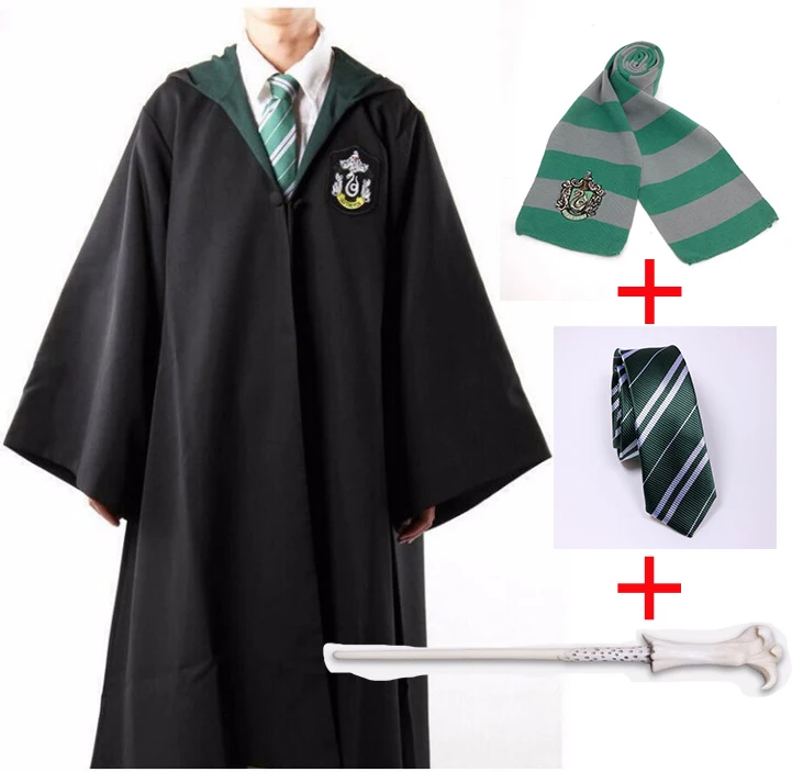 Voldemort Suit Халат, накидка, галстук, шарф, палочка, очки Ravenclaw/Gryffindor/Hufflepuff/Slytherin Robe, Маскарадные костюмы, Гермиона, костюм 23 - Цвет: Voldemort Suit