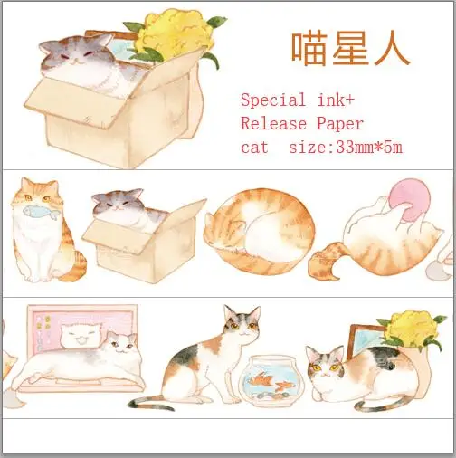 Специальные чернила в виде симпатичных животных серии kawaii хомяк Косплей Shiba "Кролик", "Кошка из милых домашних животных; лента для декорации Washi DIY планировщик дневник изоляционная лента - Цвет: cat