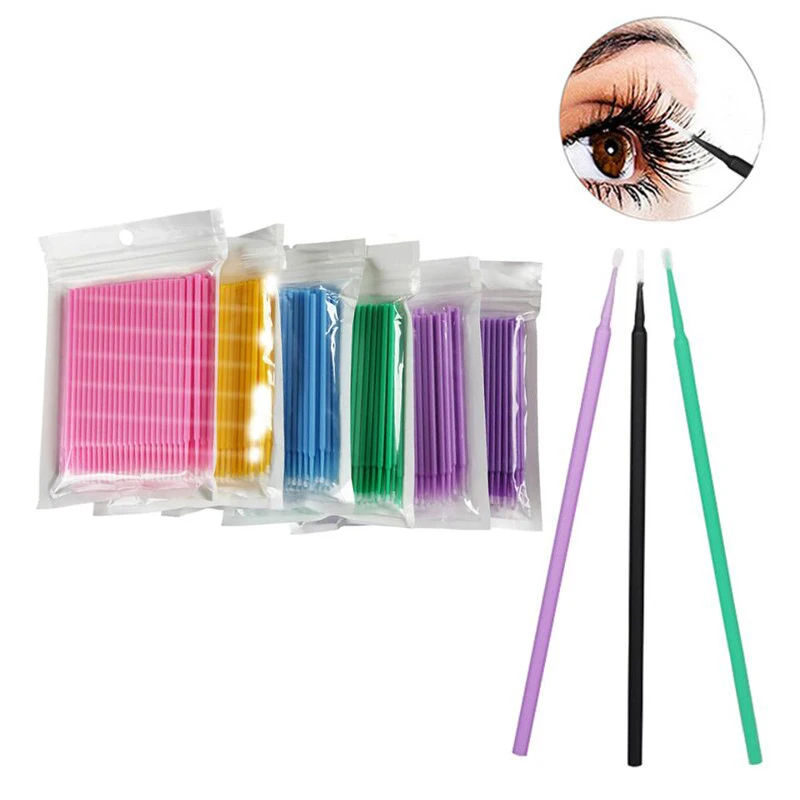 100pcs/lot Micro Make Up Brushes Eyelash Extension Eye Lash Glue Lint Free Disposable Applicators Sticks Makeup Tools | Красота и