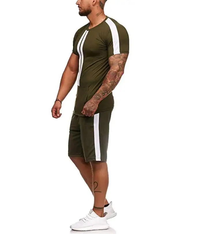 2020 повседневный мужской набор для бега модная спортивная одежда в полоску с